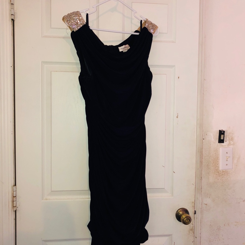 Formal Navy  Blue Scrunchie Dress